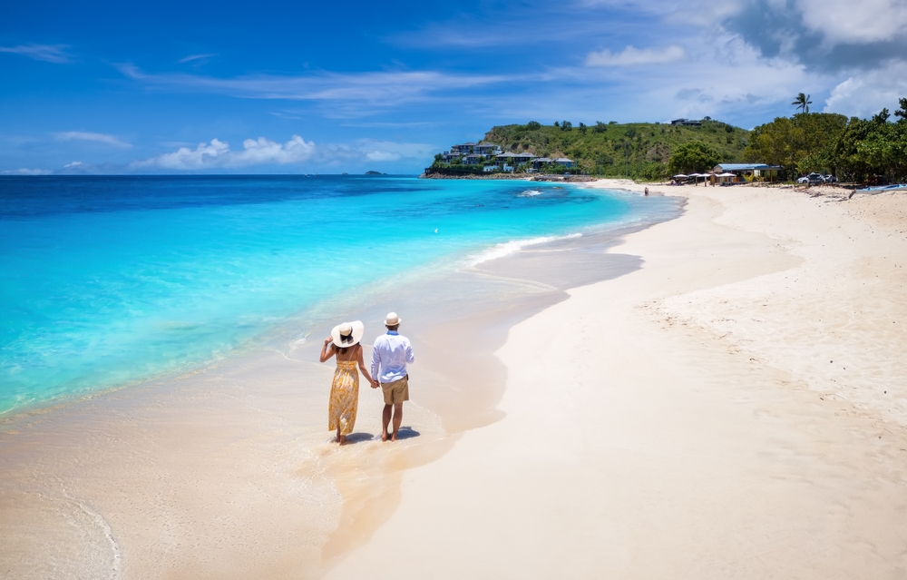 Elevated,View,Of,A,Couple,Walking,Down,The,Beuatiful,Darkwood