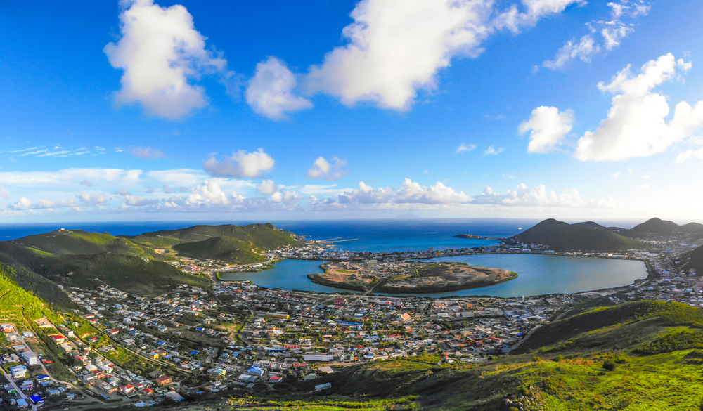 High,Aerial,View,Of,The,Caribbean,Island,Of,St.,Maarten.