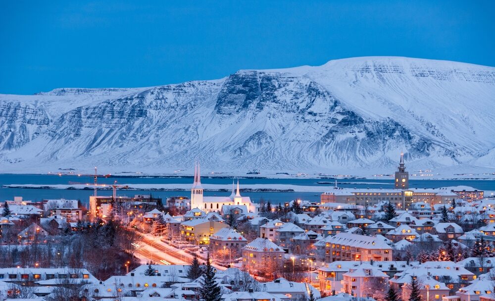 Reykjavik,,Capital,City,In,Iceland,In,Winter,At,Evening