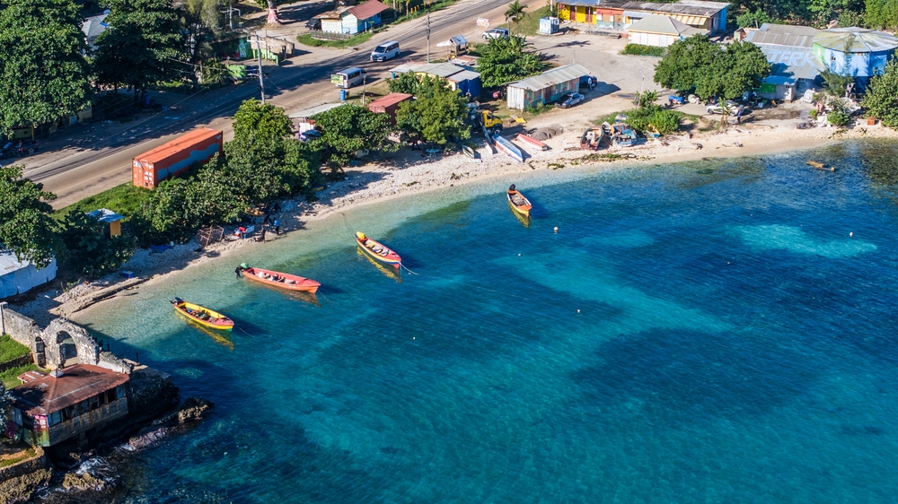 Aerial,Landscape,View,Of,Old,Folly,At,Discovery,Bay,,Jamaica