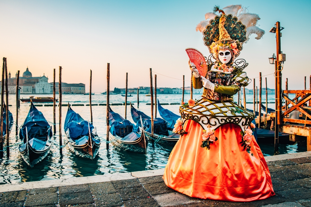 Carnival,Venice,Colorful,Mask,In,Piazza,San,Marco,Near,The